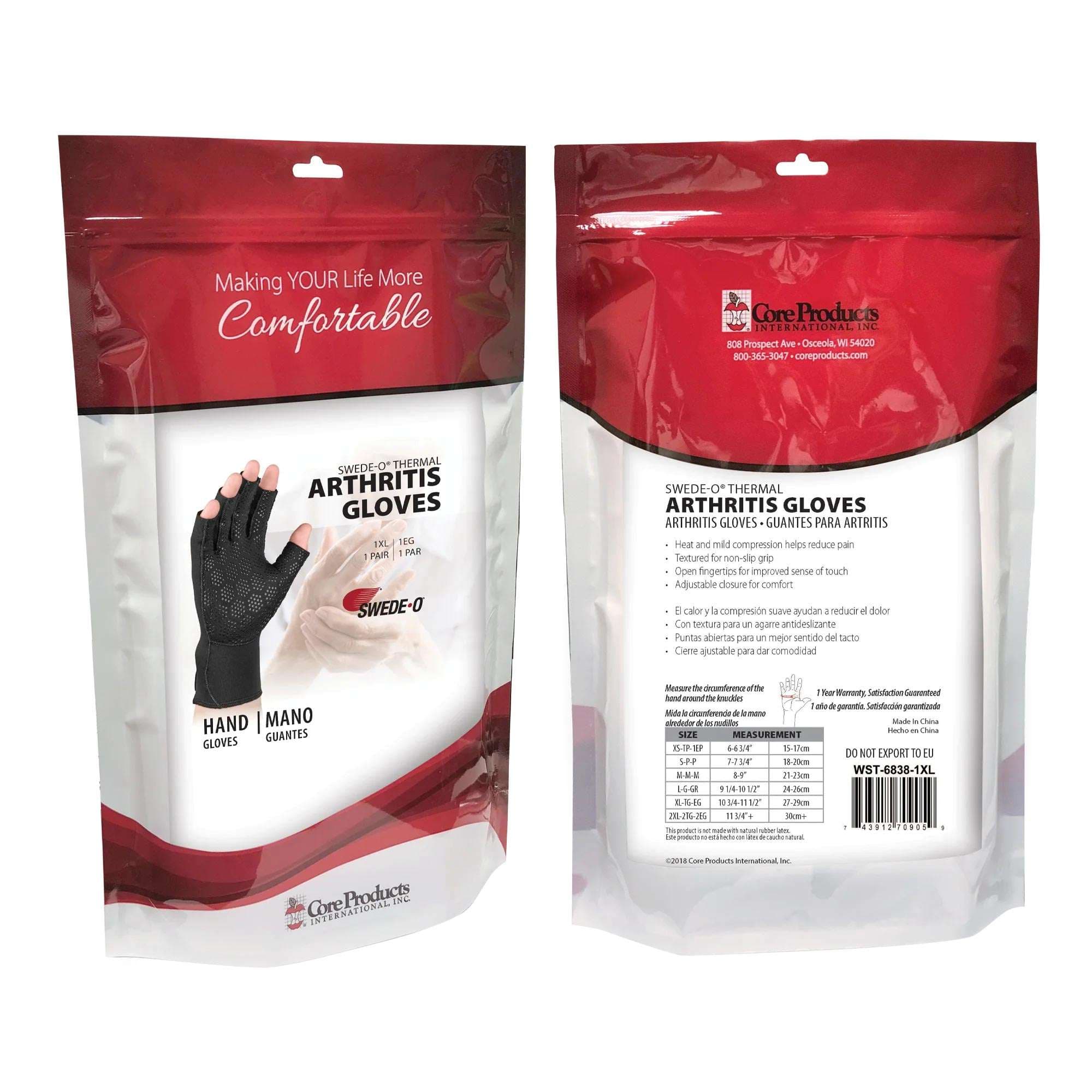 Swede-O Thermal Arthritic Gloves, Black - Image 9