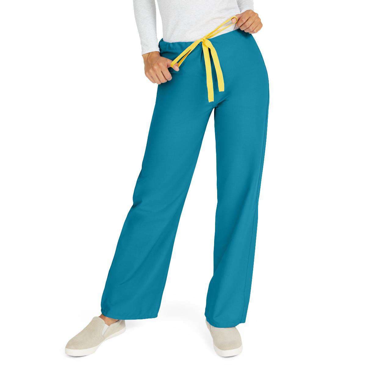 Medline AngelStat Unisex Reversible Scrub Pants, Peacock, Large - Image 1