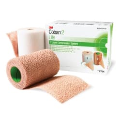 Coban 2 Lite 2 Layer Compression Bandage, 4" x 2-9/10 Yard and 4" x 5-1/10 Yard - Case of 8 - Image 1