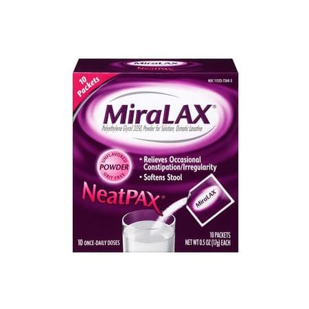 Bayer Miralax Mix-In Pax Osmotic Laxative Drug, 0.45 oz, 10 Count - Each - Image 1