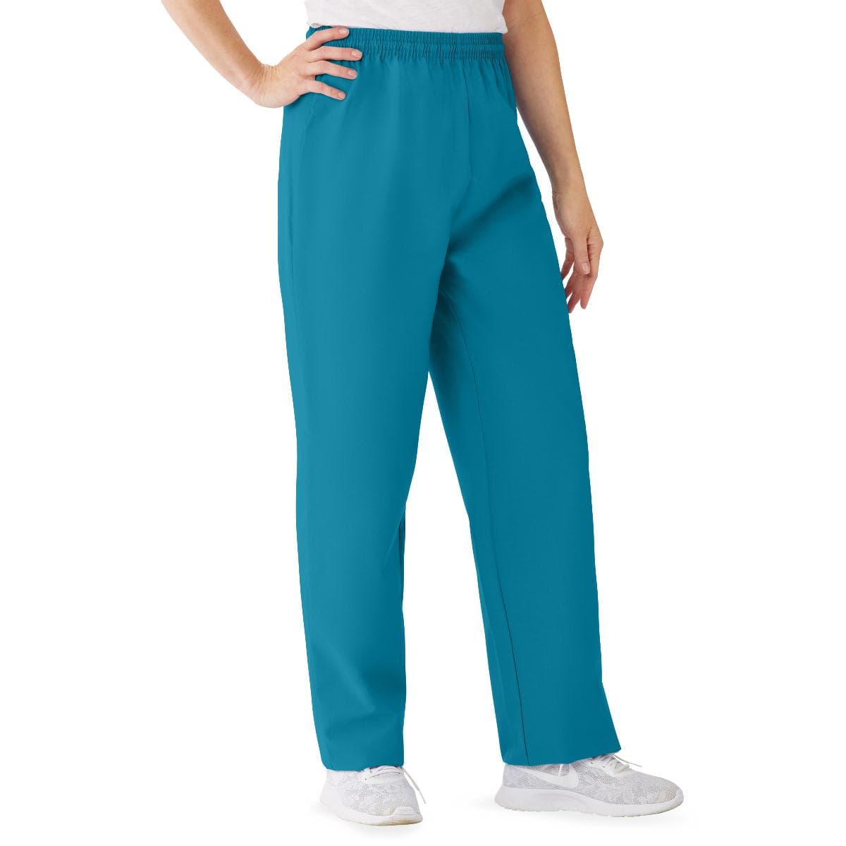 Medline Angelstat Women's Elastic Drawstring Waist Scrub Pants, Peacock, 4XLarge - Image 1