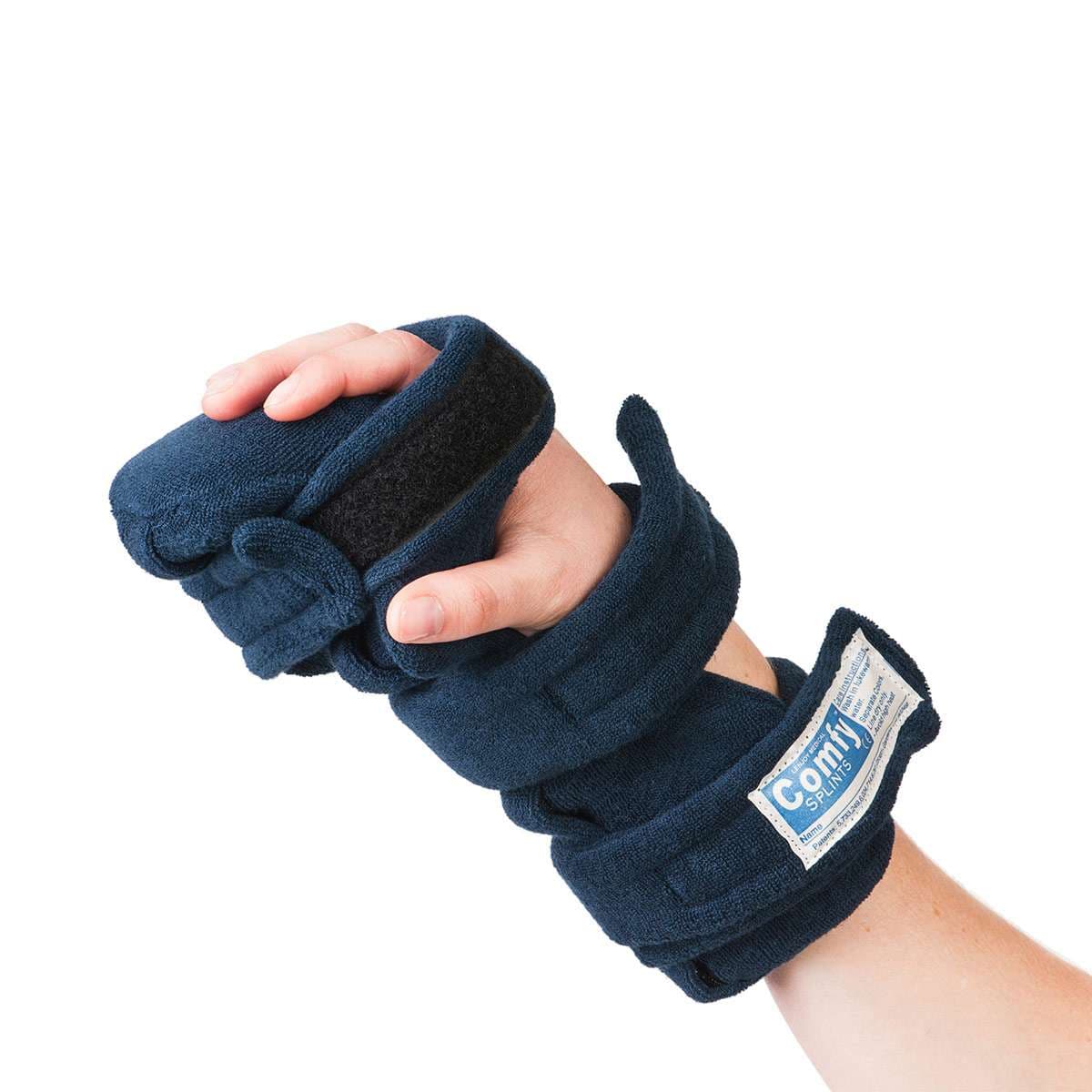Comfy Hand Thumb Orthosis, Adult Large, Navy Blue with Single Terry Cover - Image 1