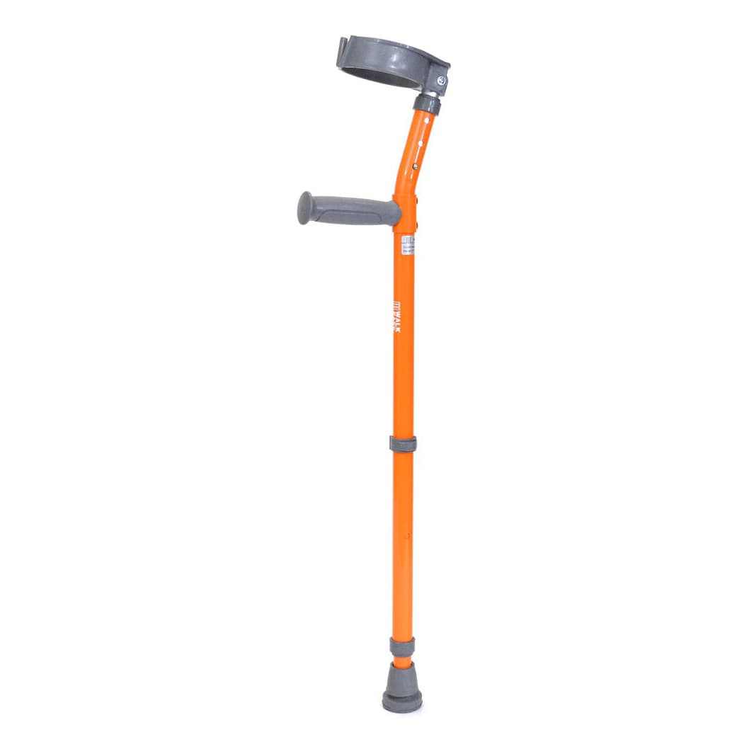 Walk Easy youth forearm height adjustable crutches with 3.5" full cuff (pair) - Orange - Image 1