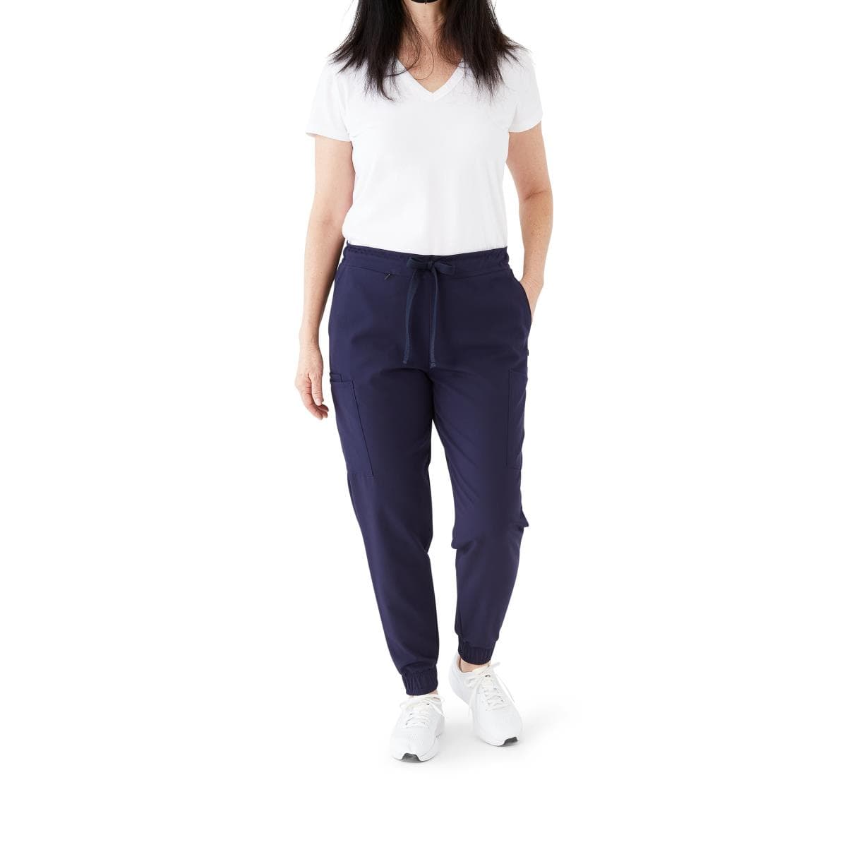 Medline First AVE Women's 7-Pocket Jogger-Style Scrub Pant, Medium, Navy - Image 1