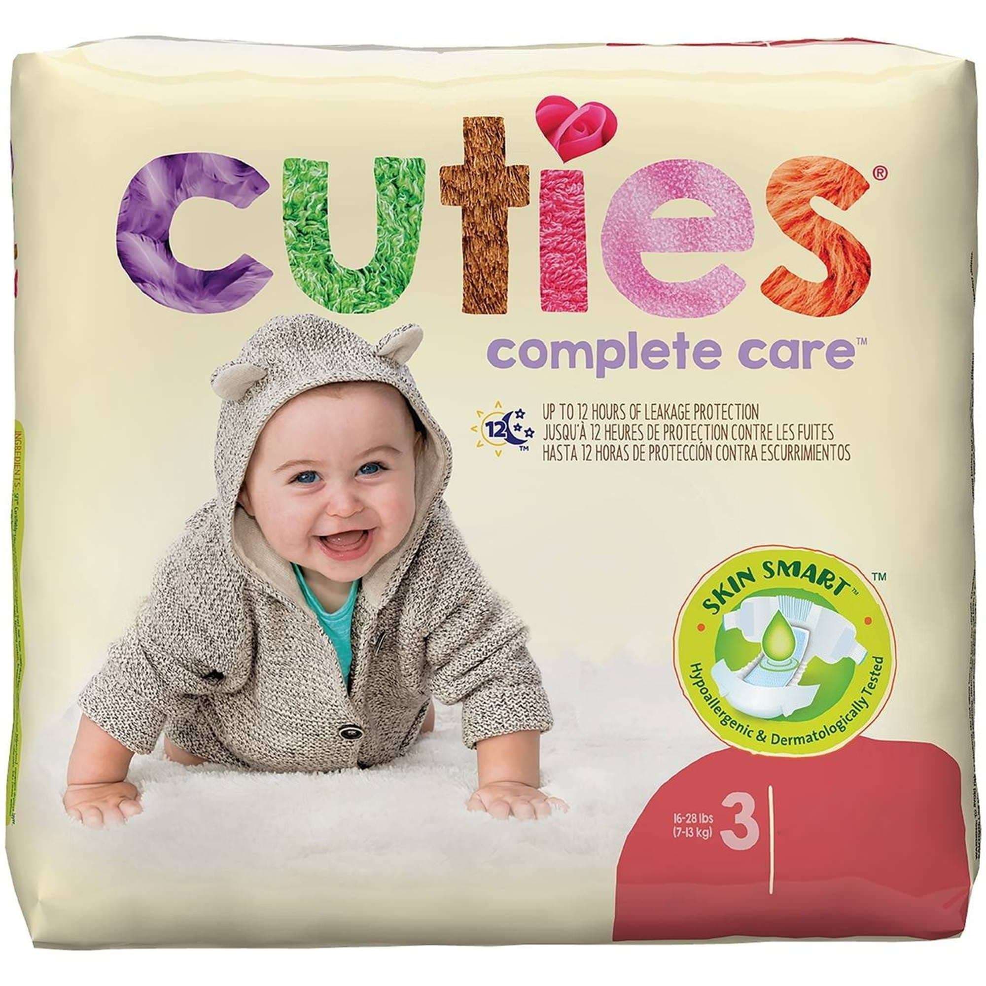 Cuties Complete Care Baby Diapers, Size 3 - Case of 200 - Image 1