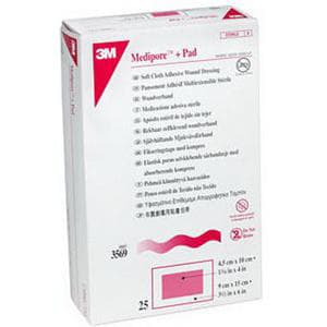 3M Medipore Plus Pad Soft Cloth Adhesive Dressing, 3-1/2 x 13.75" - Case of 100 - Image 1
