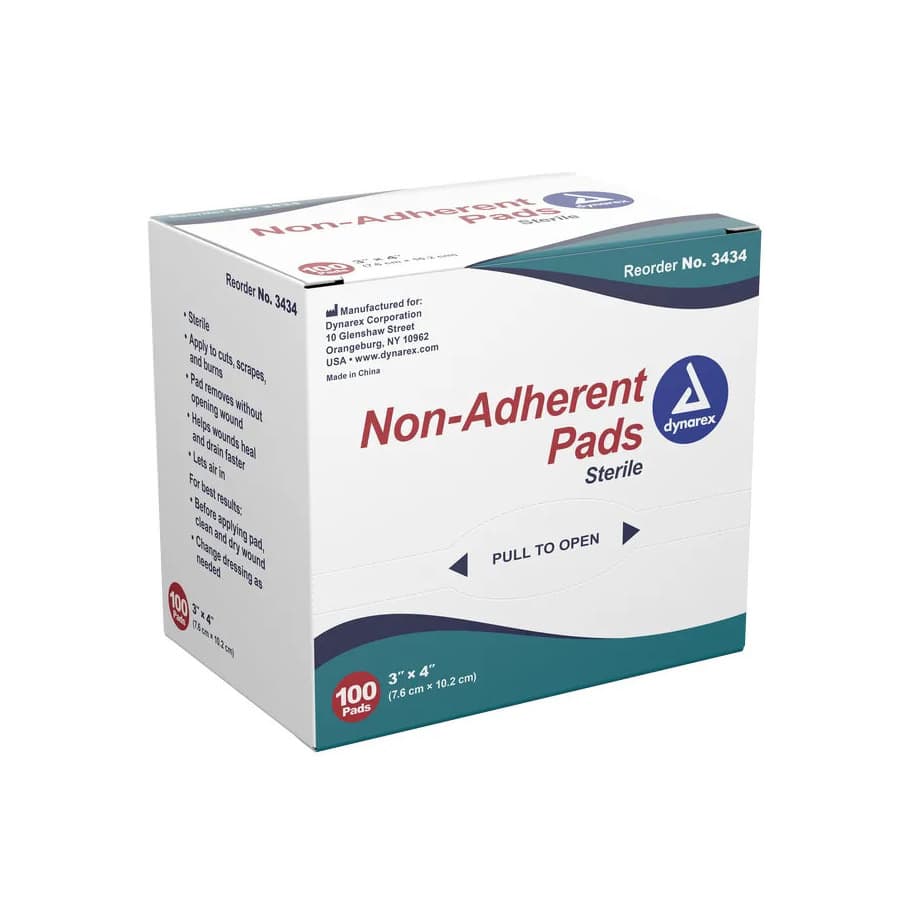 Dynarex Non-Adherent Pad, 3 x 4 Inch - Box of 100 - Image 1