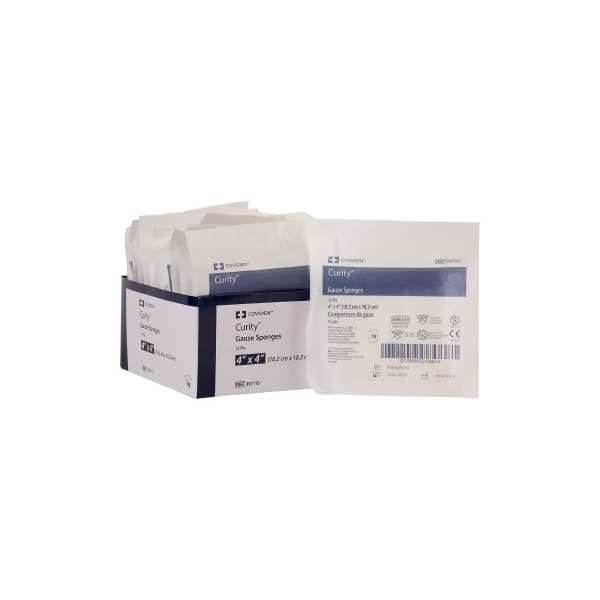 Curity USP Type VII Gauze Sponge White Square Sterile, 12-Ply, 4 x 4 Inch - Package of 10 - Image 1