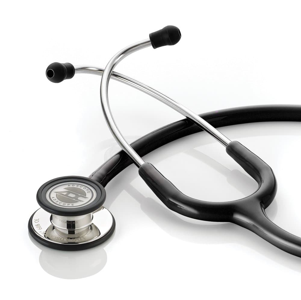 ADC Adscope Convertible Clinician Stethoscope, Mirror Finish Black Tubing - Each - Image 1