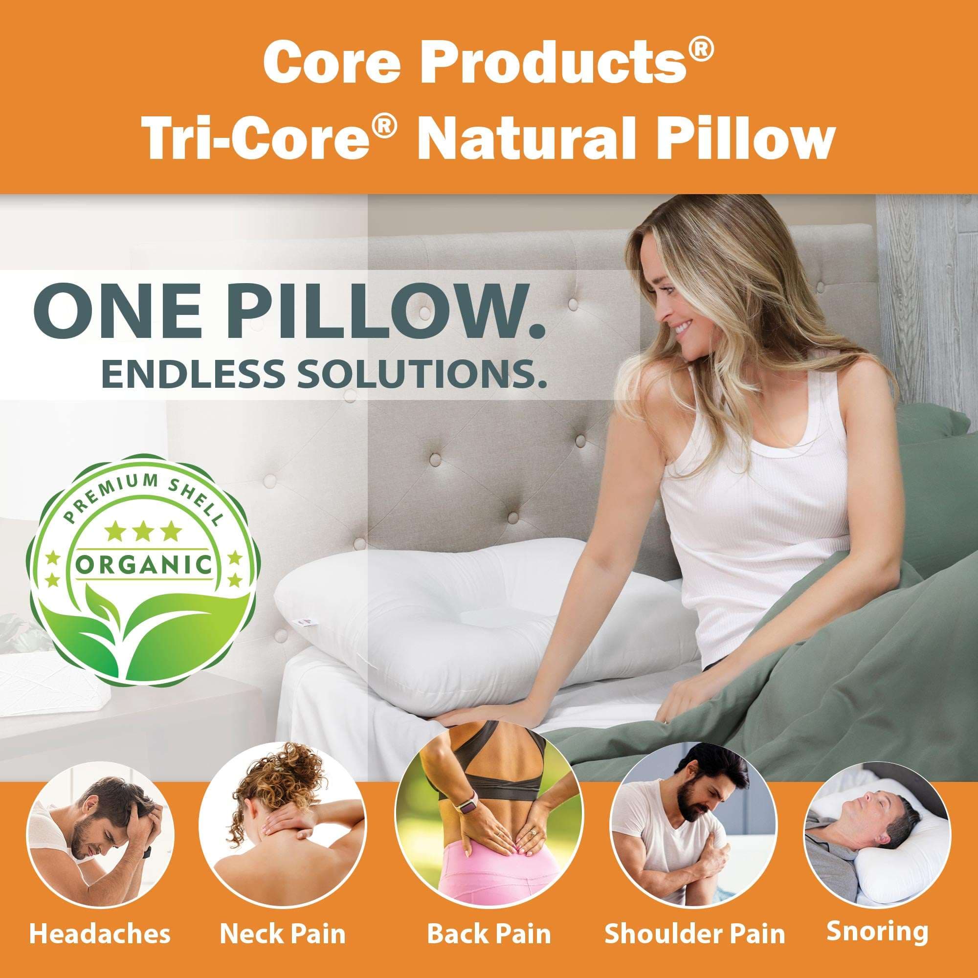 Tri-Core Natural Cervical Support Pillow with Premium Organic Cotton Shell - Image 3