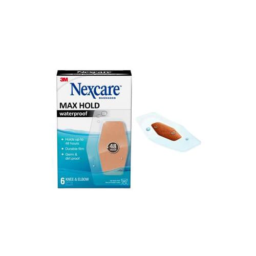 3M Nexcare Max Hold Waterproof Bandage, Knee and Elbow, 6 Count - Box of 6 - Image 1