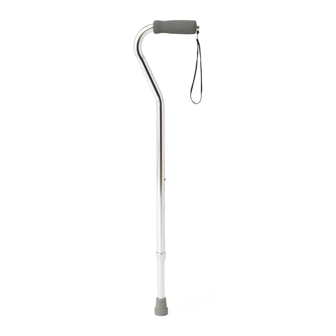Medline Offset Handle Aluminium Fashion Cane, Chrome - Case of 6 - Image 1