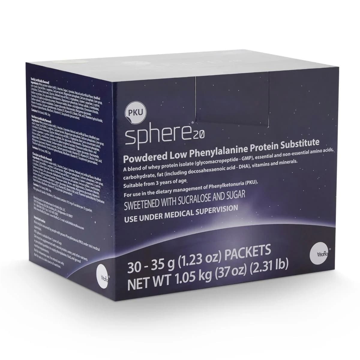 Vitaflo PKU Sphere20 Low-Phe GMP Based Formula, Banana, 35 Gram - Case of 30 - Image 1