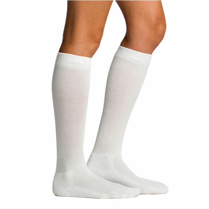 Sigvaris Diabetic Calf High Compression Socks White, 18-25mmHg, Women, Medium-Short - Pair - Image 1