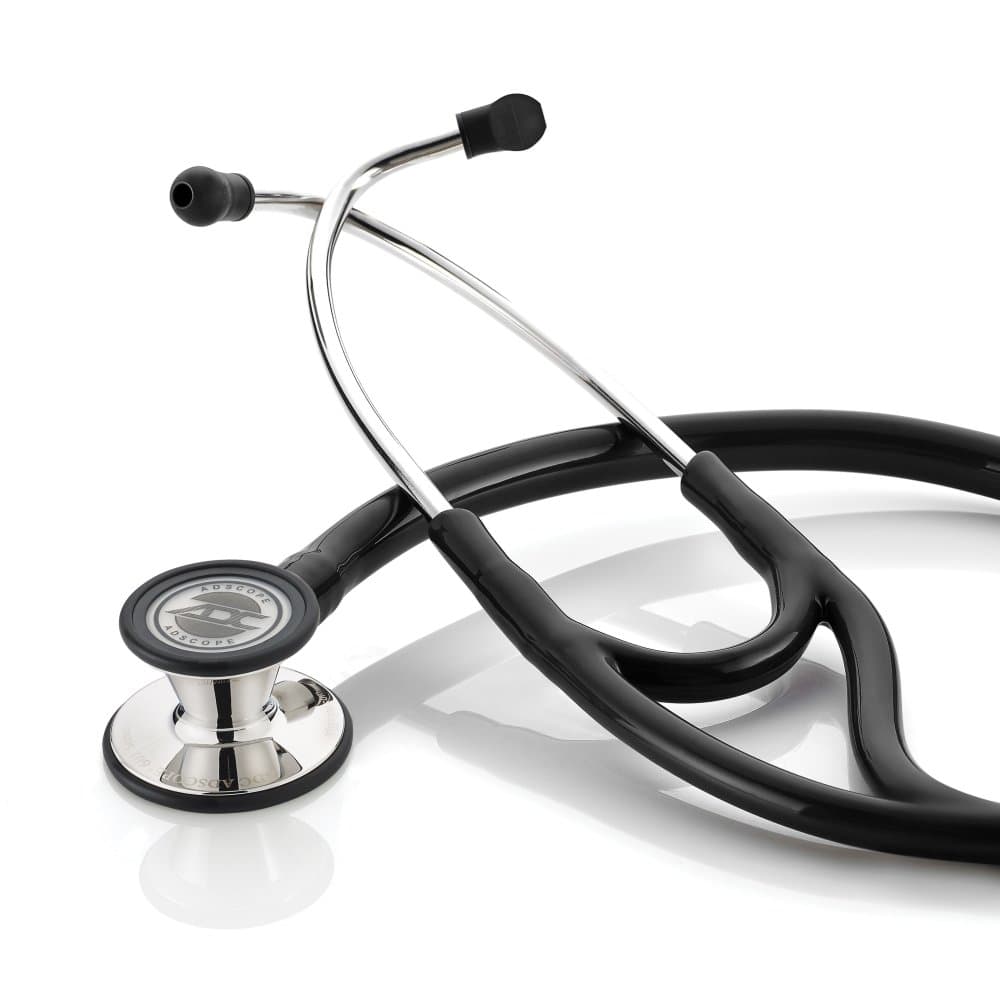 ADC Adscope 601 Convertible Cardiology Stethoscope, Mirror Finish Black Tubing - Each - Image 1