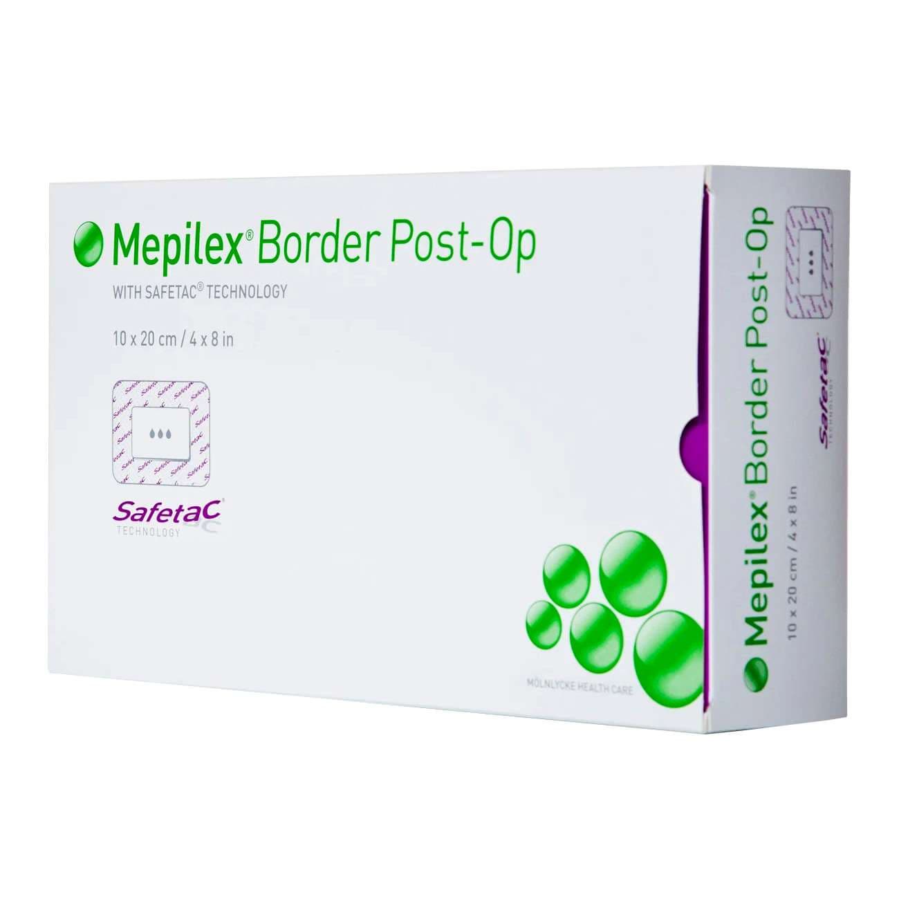 Mepilex Border Post-Op Silicone Adhesive Foam Dressing, 4 x 8 Inch - Box of 5 - Image 1