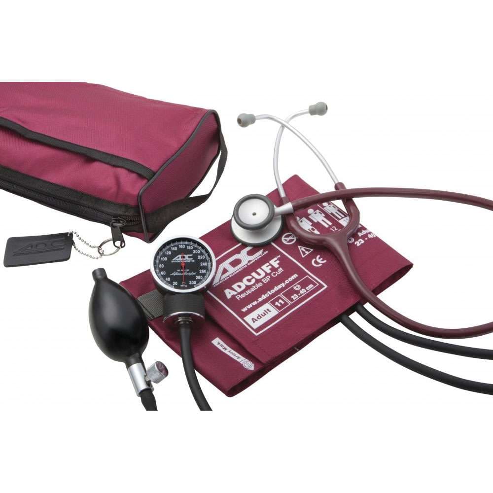 ADC Pro's Combo V Pocket Aneroid & Scope Kit, Adult Only, Burgundy - Image 1