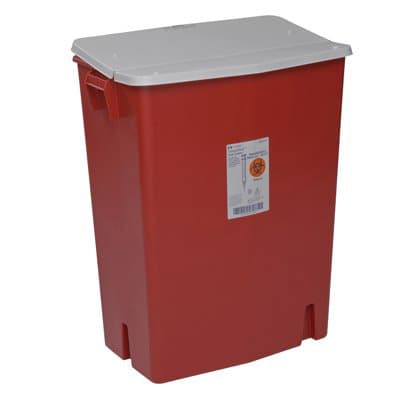 SharpSafety Sharps Container with Gasketed Hinged Lid, 27.5H x 15.25D x 21.25"W - Case of 3 - Image 1