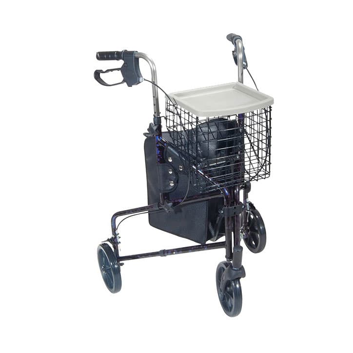 Drive Deluxe 3 wheel aluminum rollator, Flame Blue - Image 1