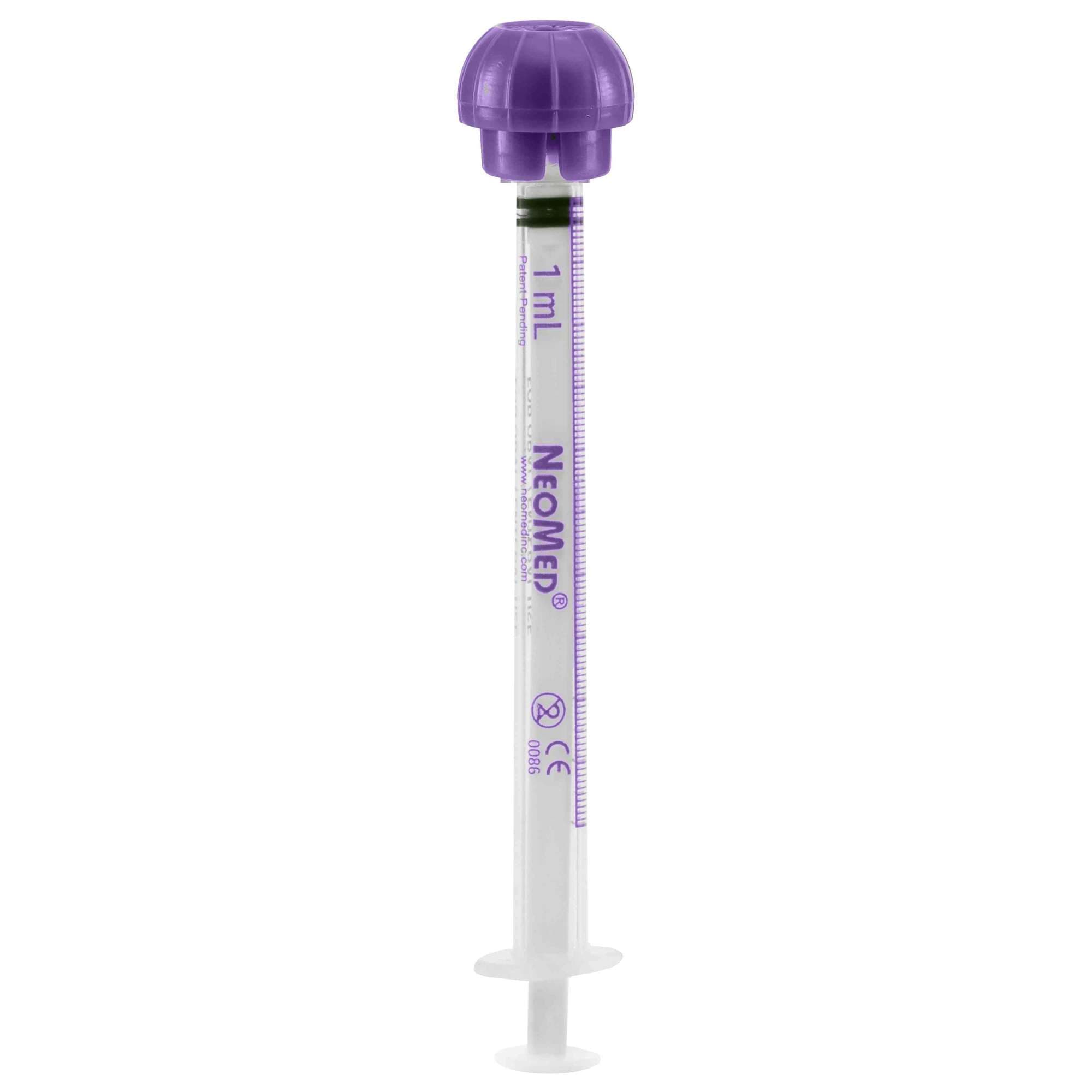 NeoConnect Enteral Oral Syringes with ENFit Connector, 1 ml, Purple Markings - Case of 200 - Image 1