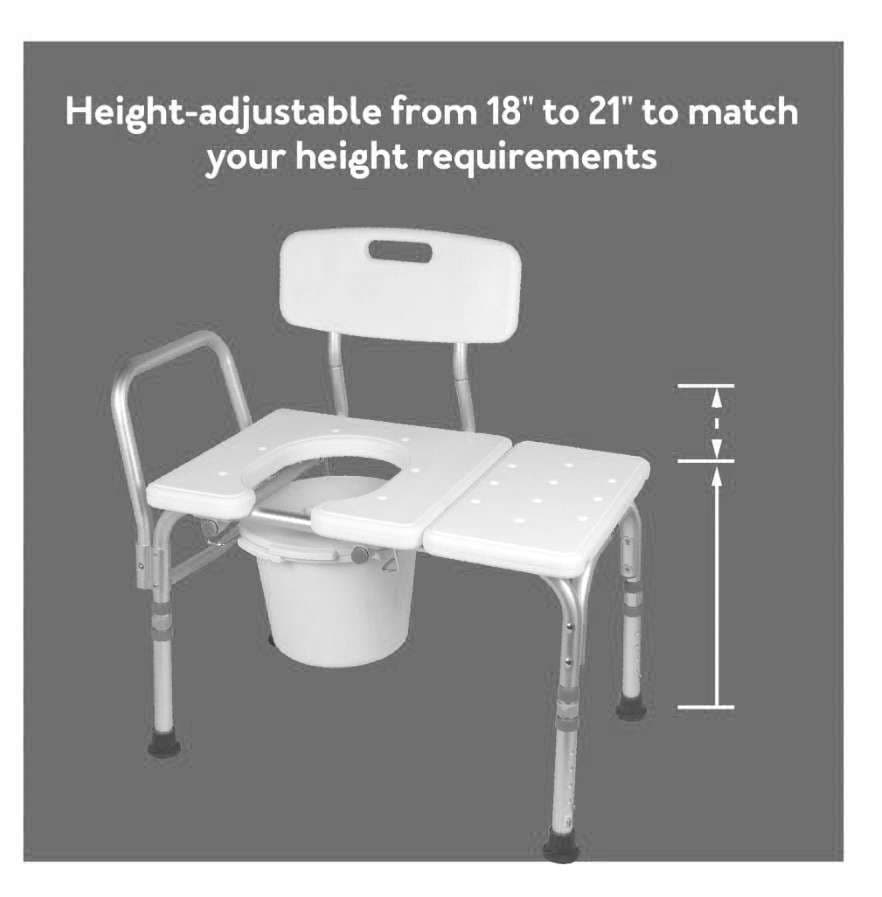 Carex Bathtub Transfer Bench with Commode Opening and Bucket - Image 2