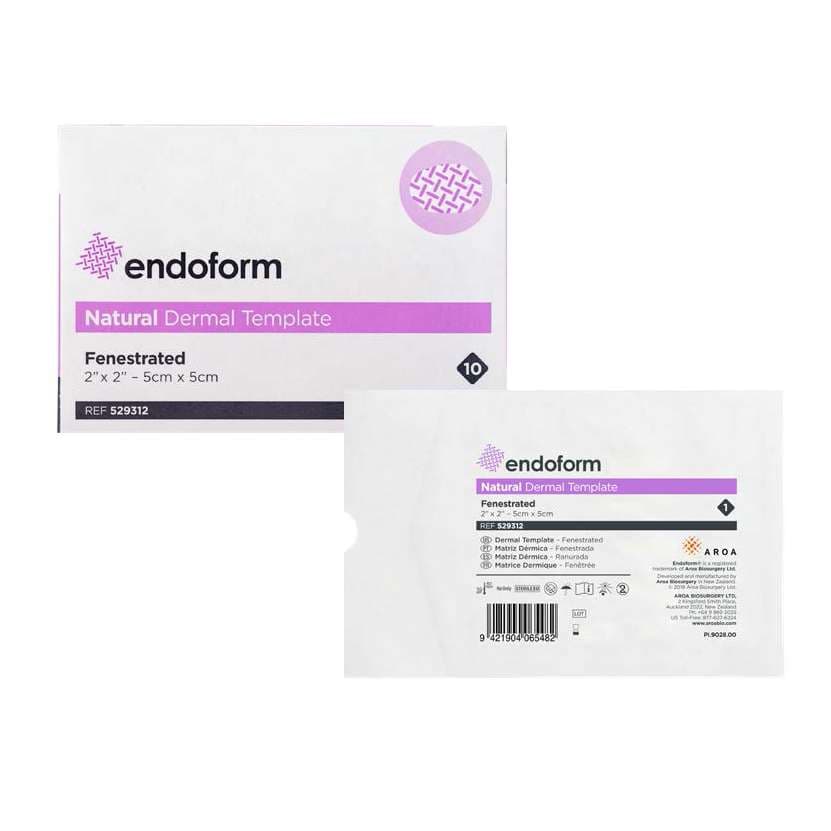 Endoform Fenestrated Natural Dermal Template Collegen Dressing, 2 x 2 Inch - Box of 10 - Image 1
