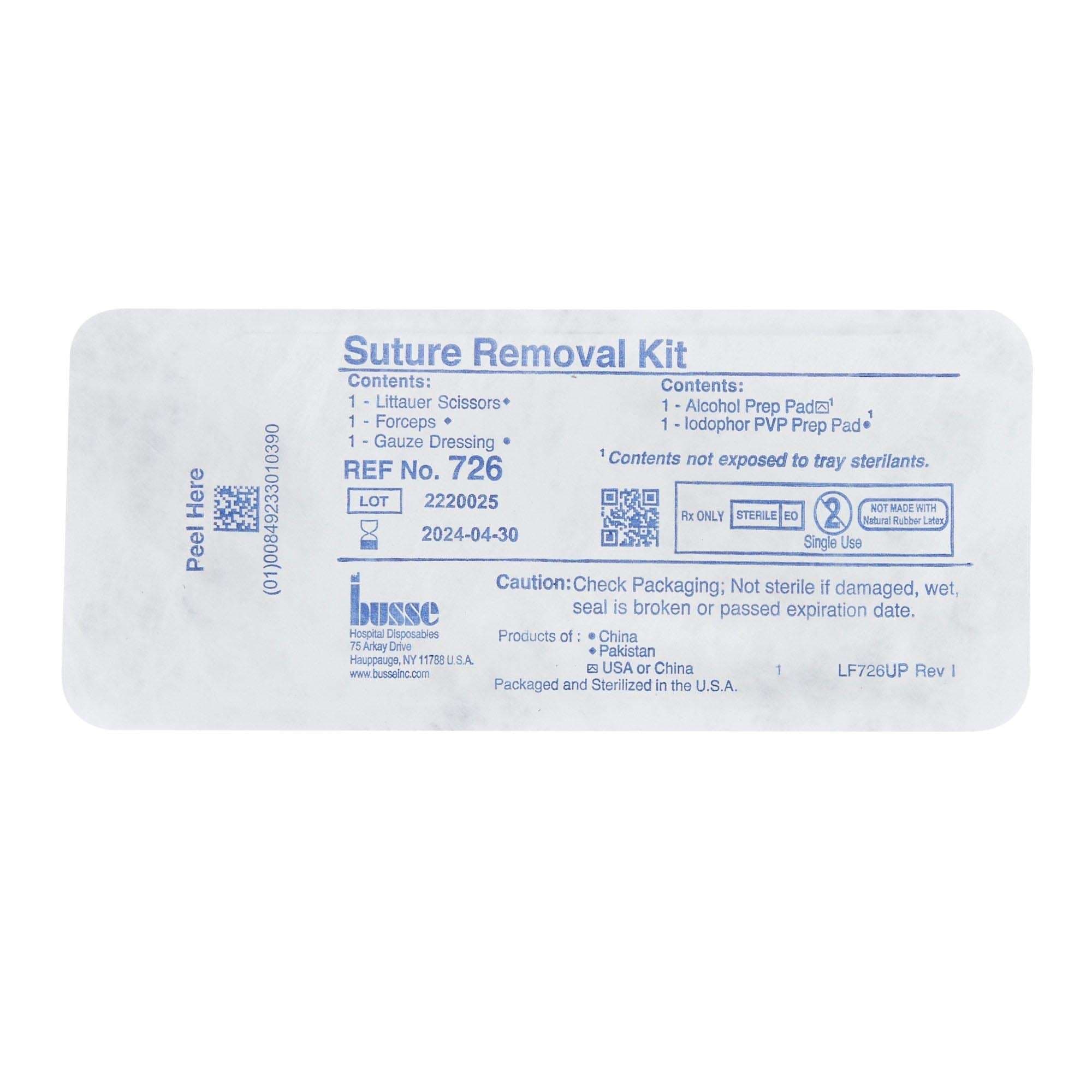 Busse Suture Removal Kit with Littauer Scissors - Case of 50 - Image 1