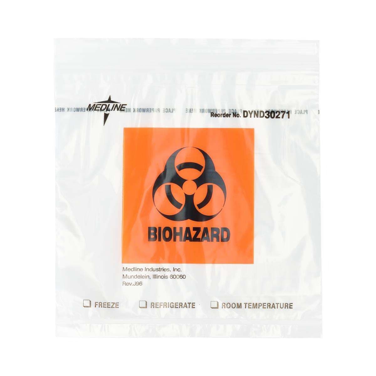 Zip-Style Biohazard Specimen Bags, 8 x 8 Inch - Case of 1000 - Image 1