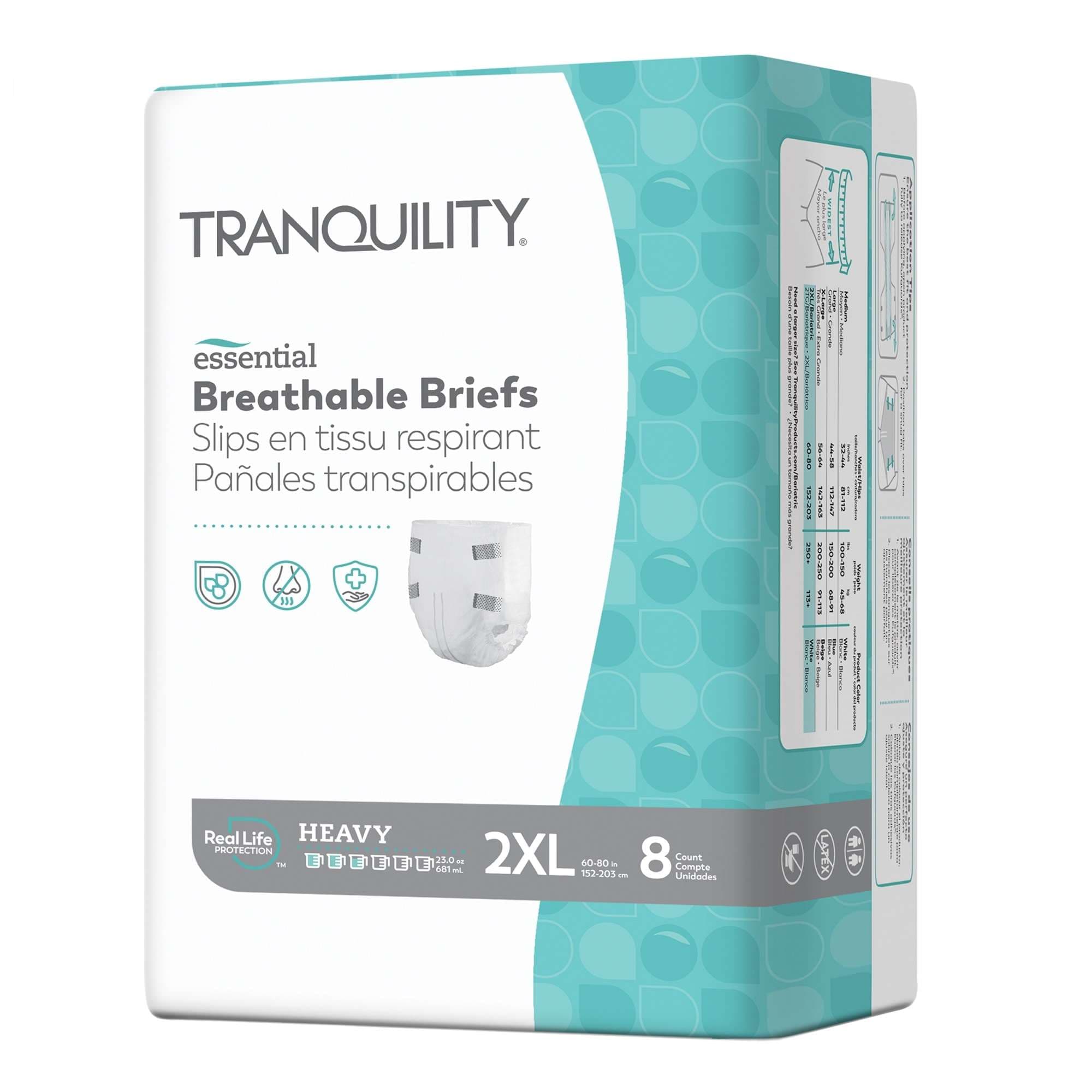 Tranquility Essential Heavy Breathable Briefs, 2XLarge - Package of 8 - Image 1