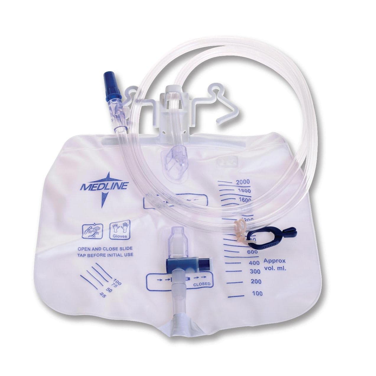 Medline Drainage Bag with Antireflux Tower and Slide-Tap Drainage Port - Case of 20 - Image 1