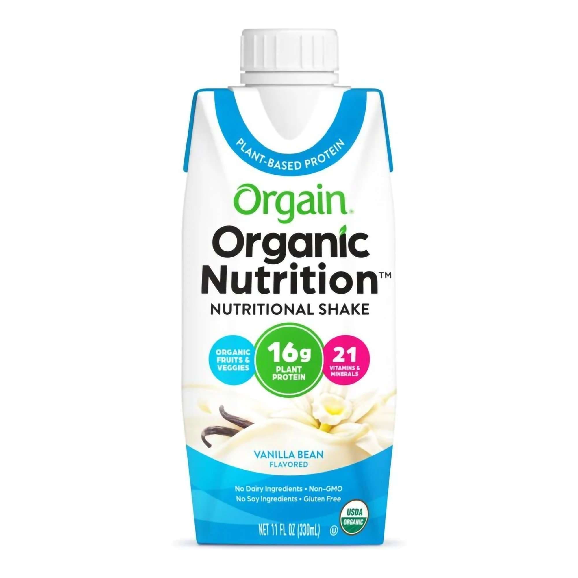 Organic Nutrition Vegan Oral Supplement, Vanilla Bean Flavor, 11 oz - Package of 4 - Image 1