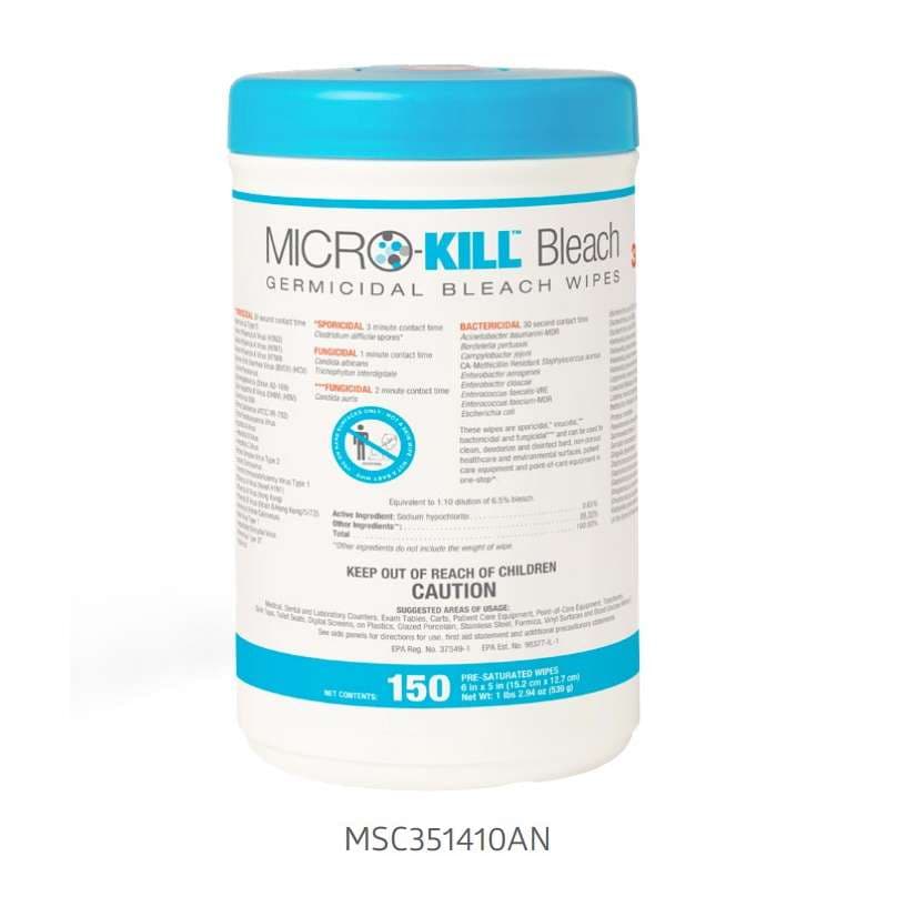 Medline Micro-kill Bleach Germicidal Bleach Wipes, 6 x 5 Inch - Case of 900 - Image 1