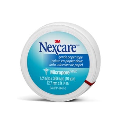 3M Nexcare Transpore Gentle Paper Tape, 1/2 Inch x 10 Yard - Case of 72 - Image 1