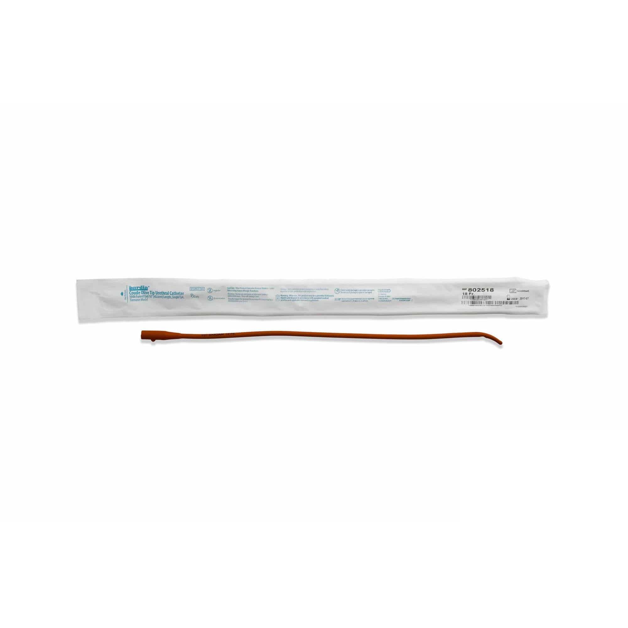 Bardia Red Rubber Intermittent Catheters, Coude Tip, 12 Fr - Case of 100 - Image 1