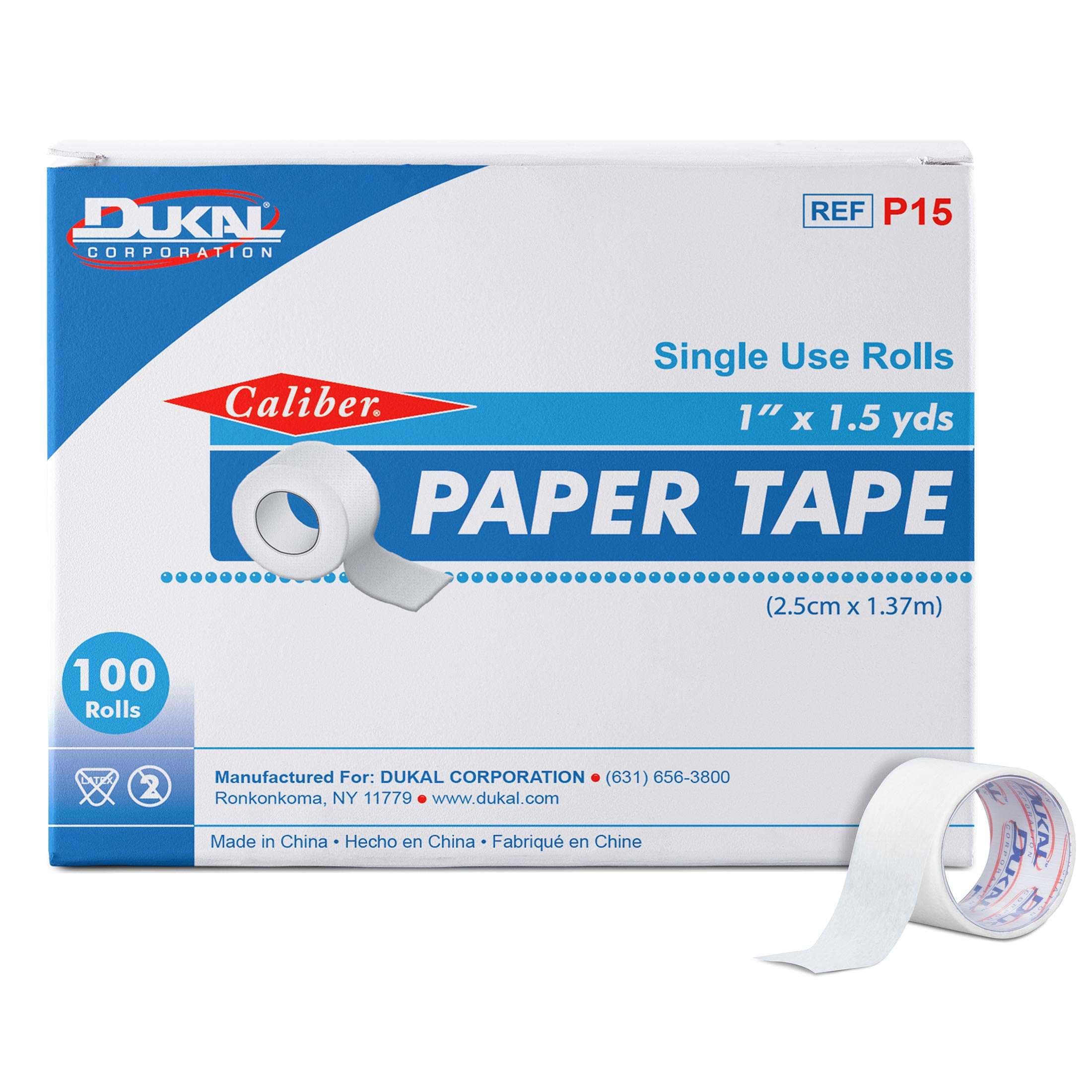 Dukal Caliber White Medical Paper Tape, 1 Inch x 1-1/2 Yard - Case of 500 - Image 1
