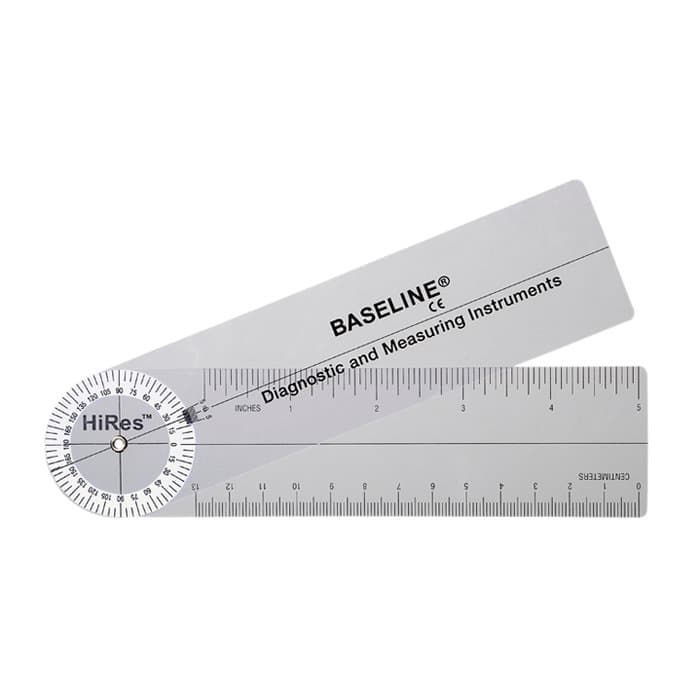 Baseline Hires Plastic Goniometer 6 Inch Arms, 360 Degree, Rulongmeter Style - Image 1