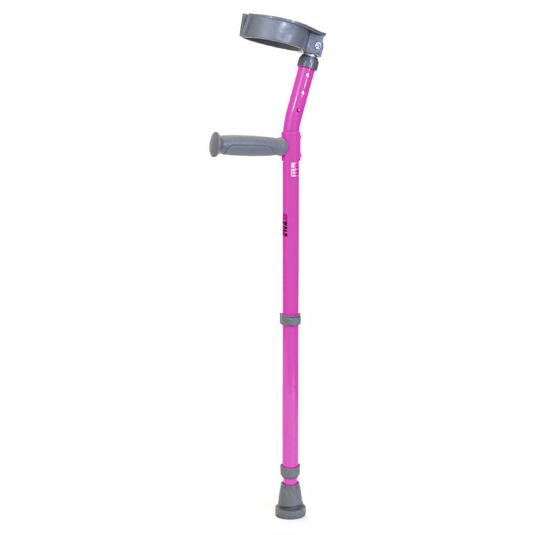 Walk Easy youth forearm height adjustable crutches with 4" full cuff (pair) - Fushcia - Image 1