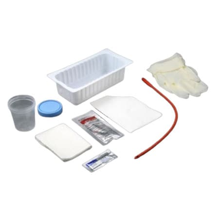 Amsure Intermittent Catheter Tray with Red Rubber Catheter, 14 Fr - Each - Image 1