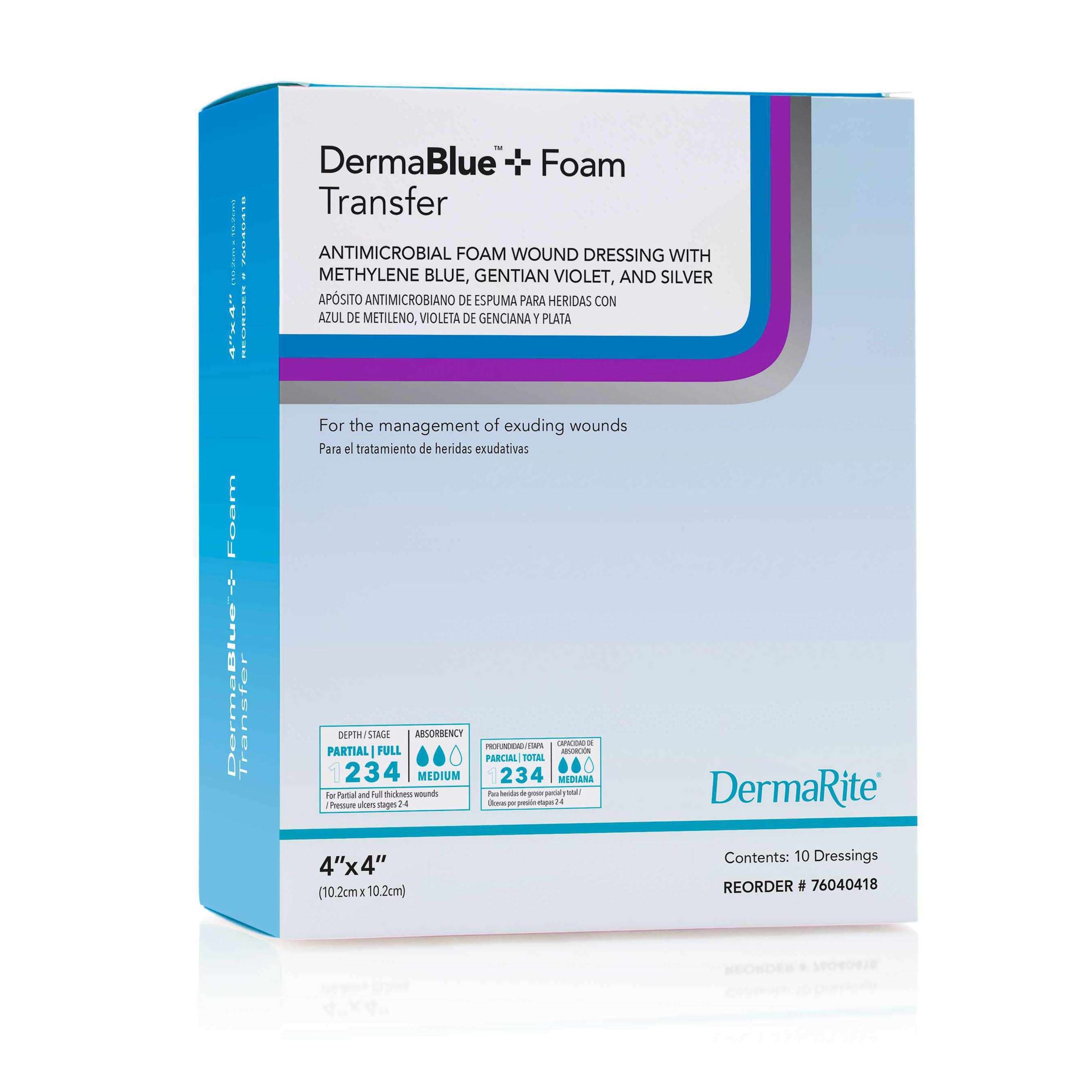DermaBlue+ Foam Transfer Silver Antimicrobial Foam Dressing - Image 1