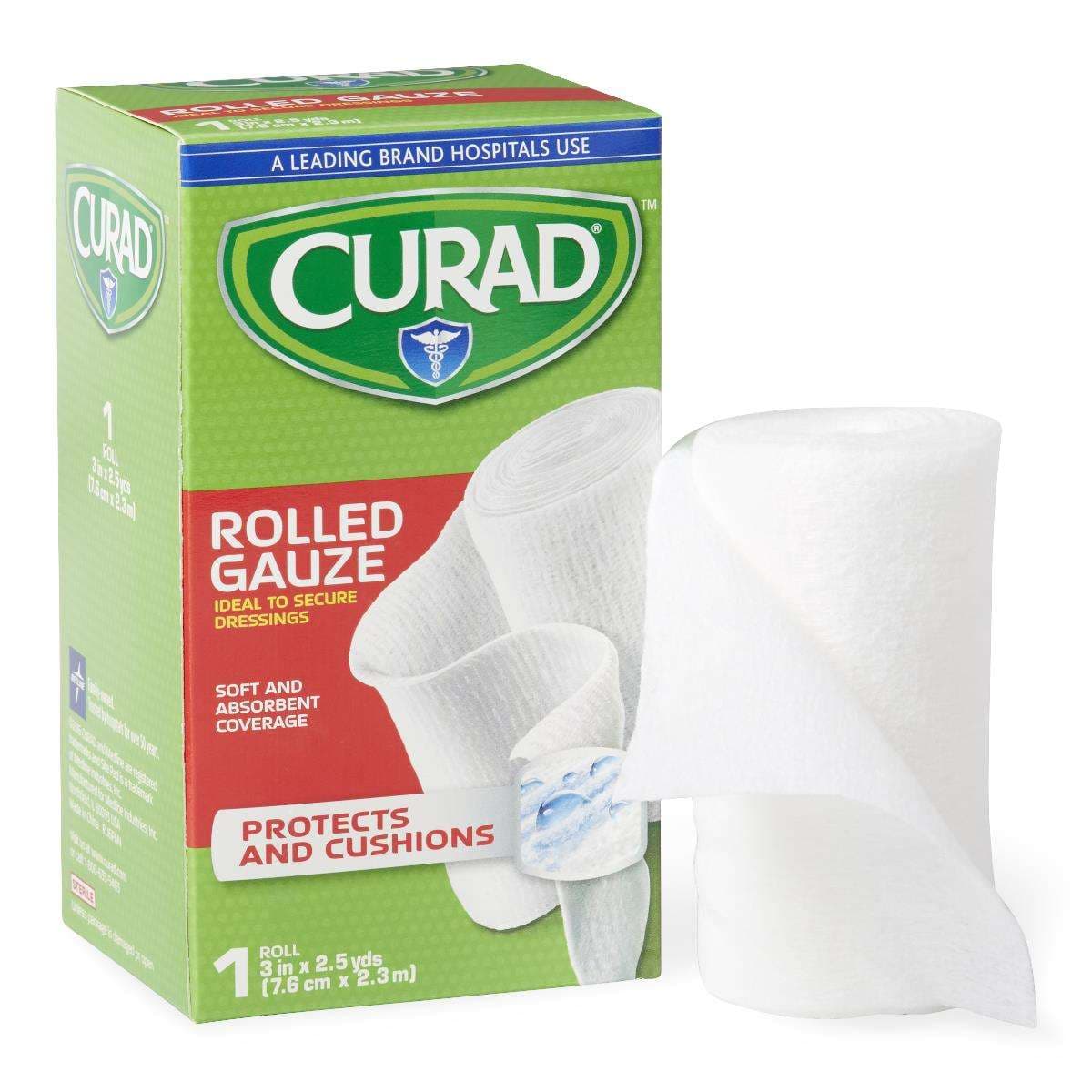 Curad Stretch Rolled Gauze, 3 Inch x 2.5 Yard - Case of 24 - Image 1