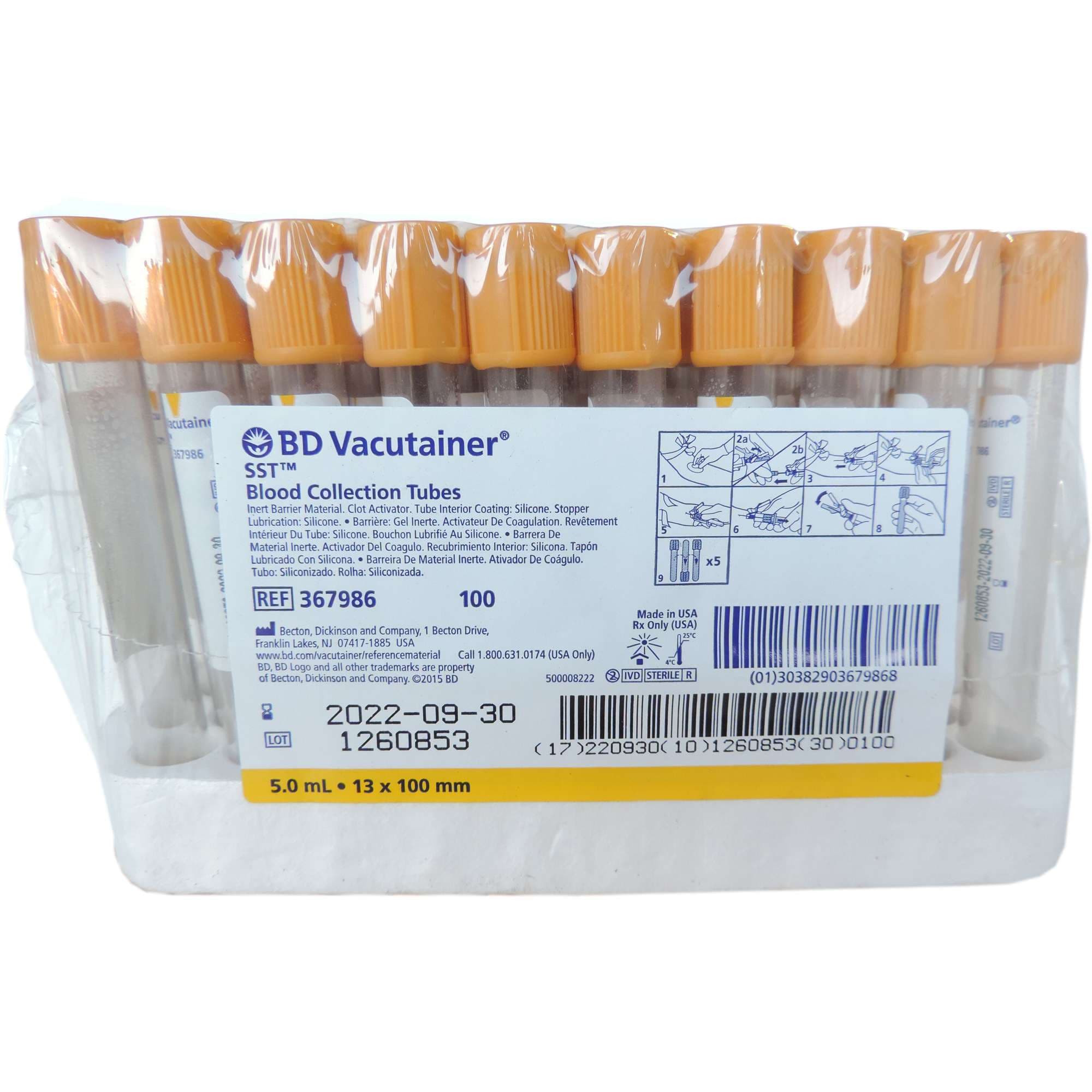 BD Vacutainer SST Venous Blood Collection Tube with Hemogard Closure, 5 ML - Case of 1000 - Image 1