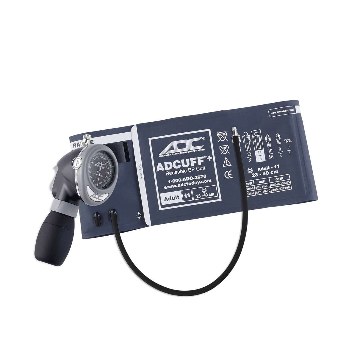 ADC Diagnostix Palm Aneroid Sphyg with Adcuff+, Navy, Adult - Image 1