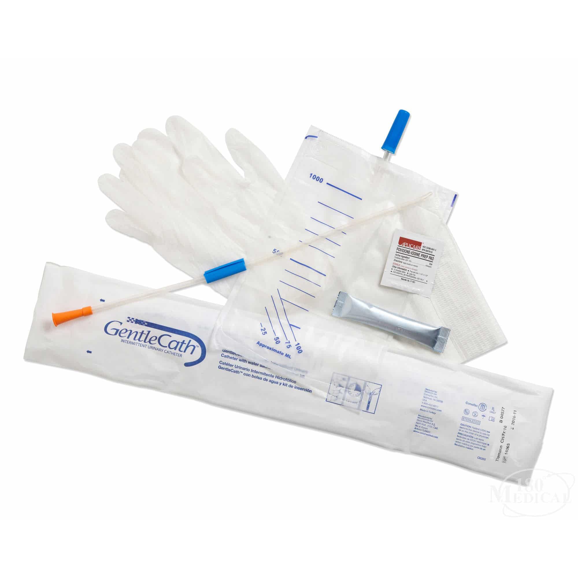 GentleCath Hydrophilic Urinary Catheter Kit with Coude Tip for Male, 14 Fr, 15.7" - Box of 10 - Image 1