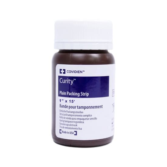 Curity Plain Packing Strips, 1 Inch x 5 Yard - Case of 12 - Image 1