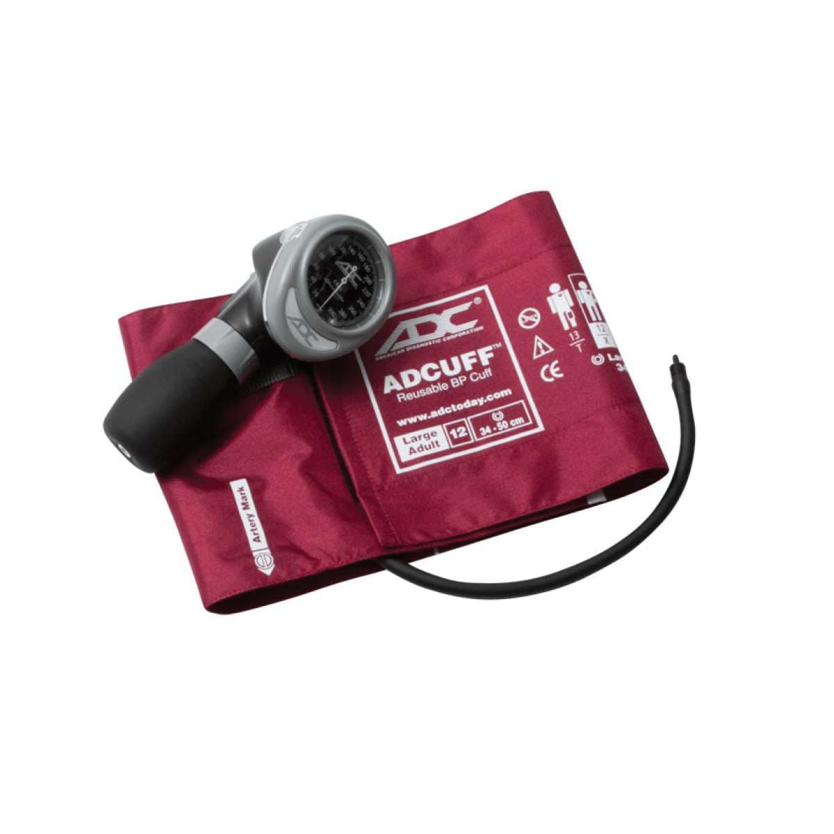 ADC Diagnostix Palm Aneroid Sphyg, Burgundy, Large Adult - Image 1