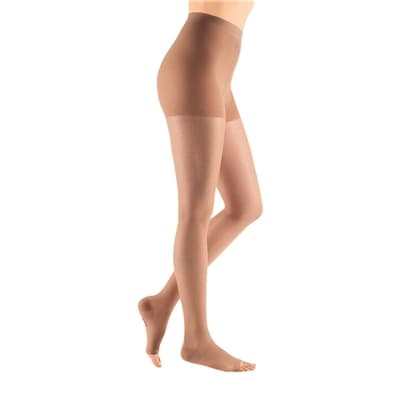 Mediven Sheer & Soft Compression Pantyhose 15-20mmHg Open Toe, Standard, Natural, Size II - Pair - Image 1