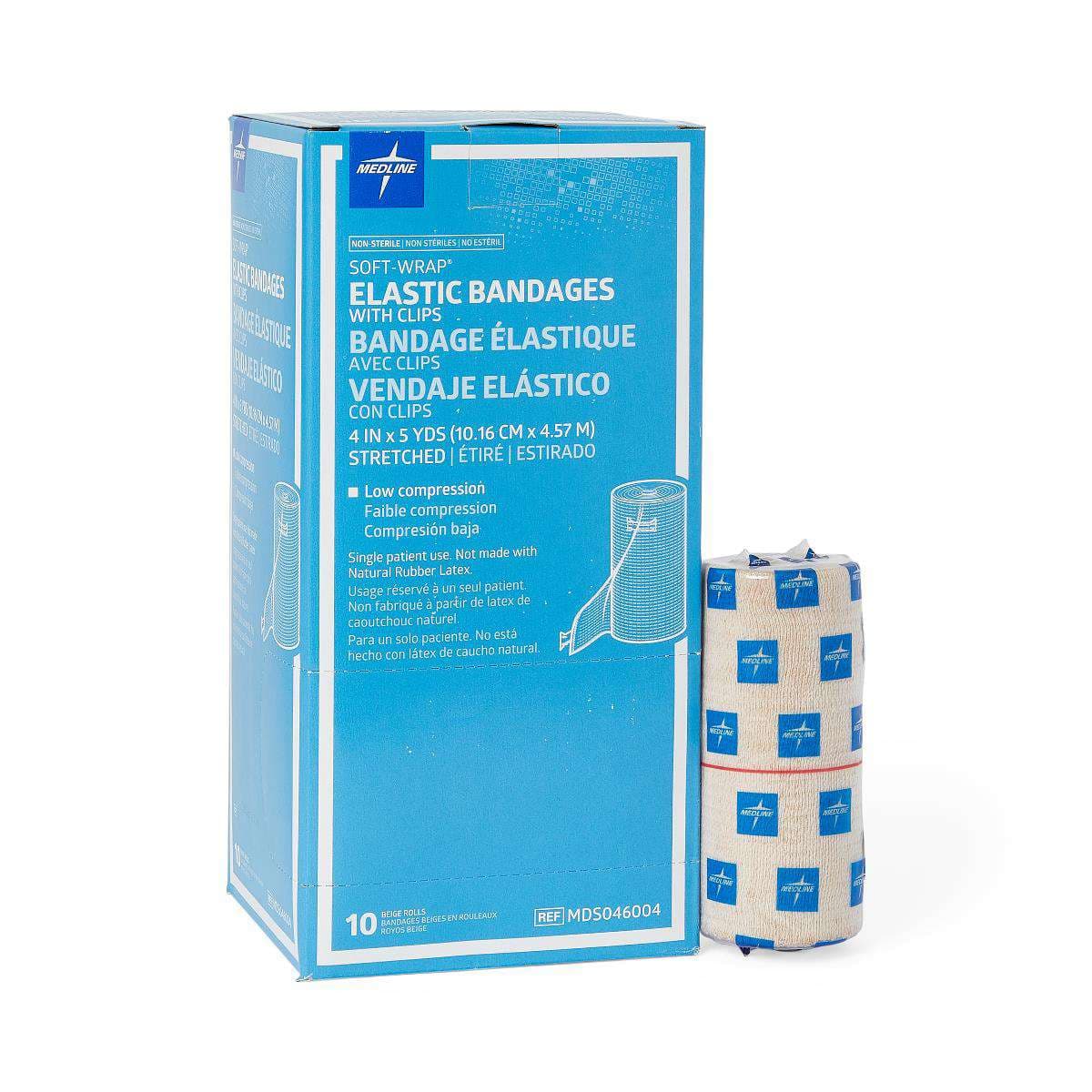 Medline Soft-wrap Nonsterile Elastic Bandages, 4 x 5 Yard - Box of 10 - Image 1