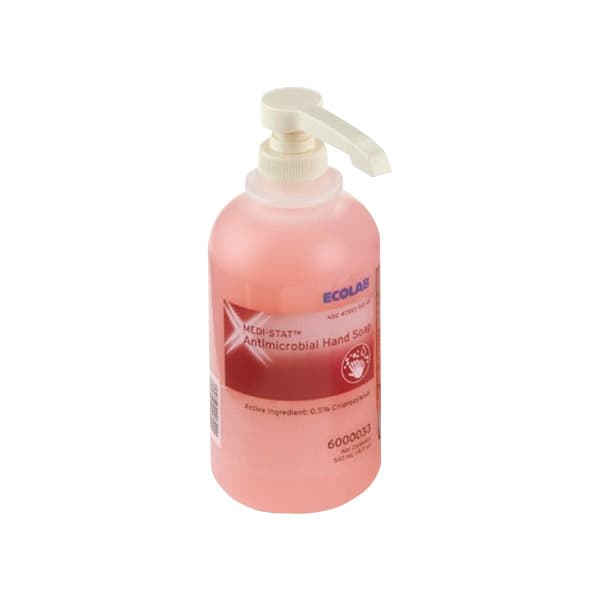 Medi-Stat Antimicrobial Soap Pump Bottle, Pink, 18 oz - Case of 12 - Image 1