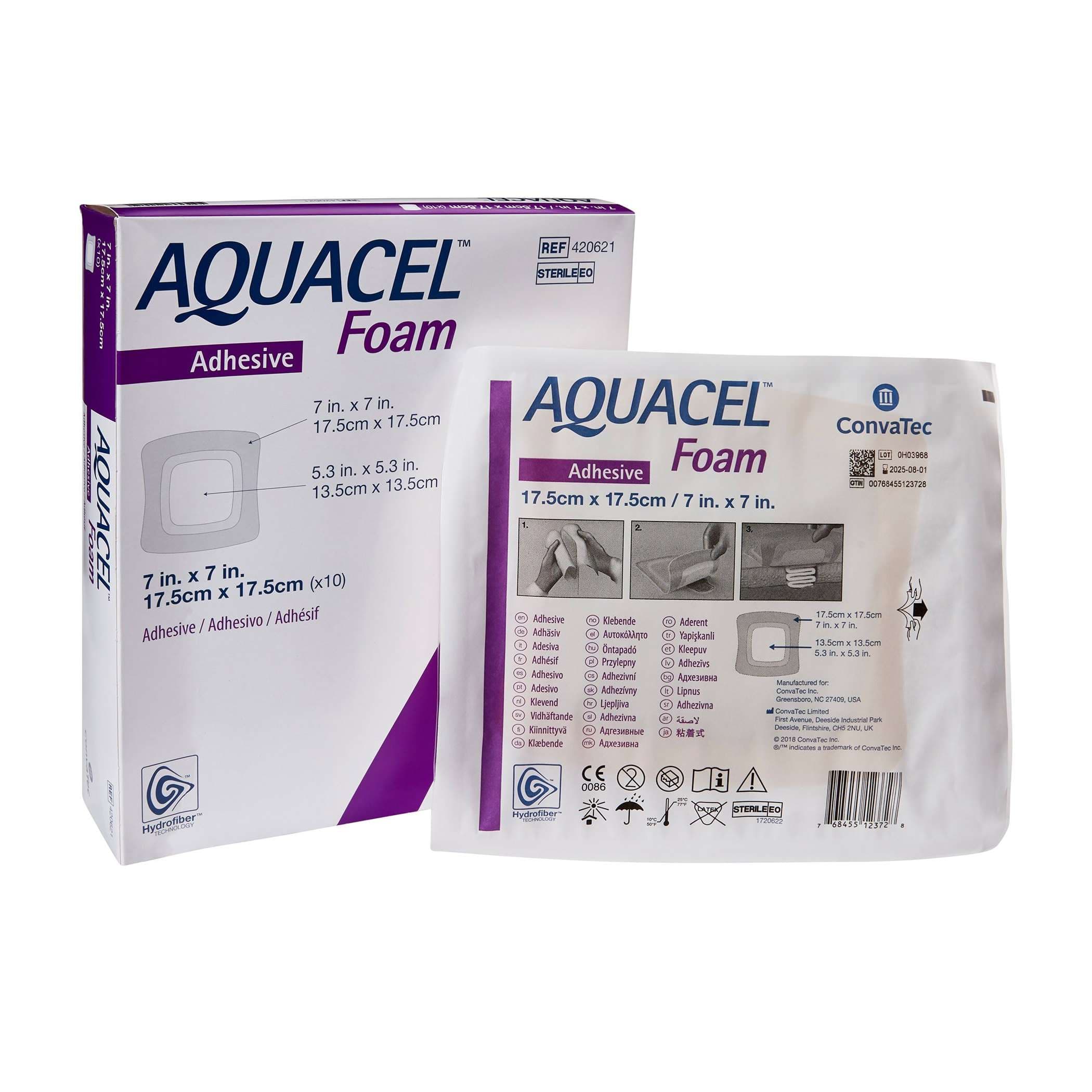 ConvaTec Aquacel Adhesive Gelling Foam Dressing, 7 x 7 Inch - Box of 10 - Image 1