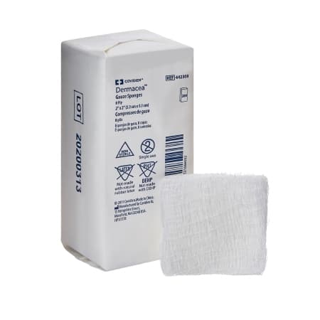 Covidien Dermacea Gauze Sponge, 8-Ply, 2 x 2 Inch, Sterile - Box of 50 - Image 1